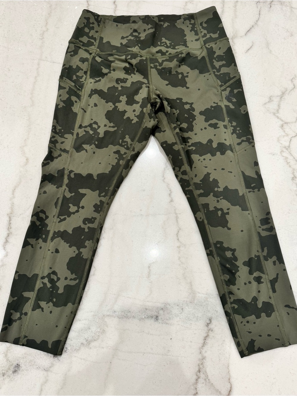 5.11 Tactical PT-R Crop Leggings in a green digital camo pattern